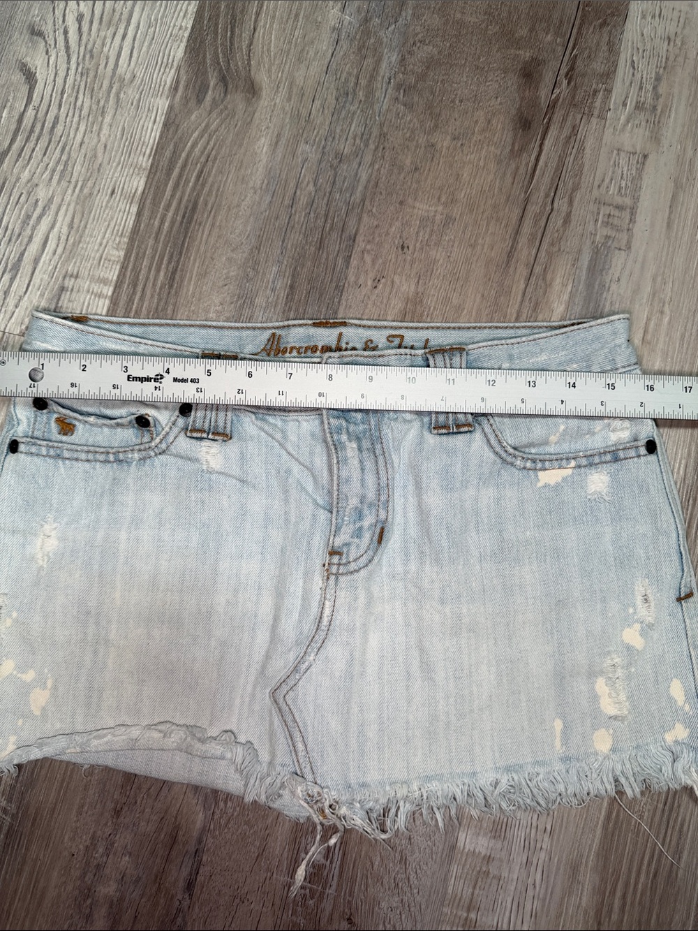 Abercrombie & Fitch Vintage Light Blue Distressed Denim Mini Skirt Size 6 - Picture 9 of 10